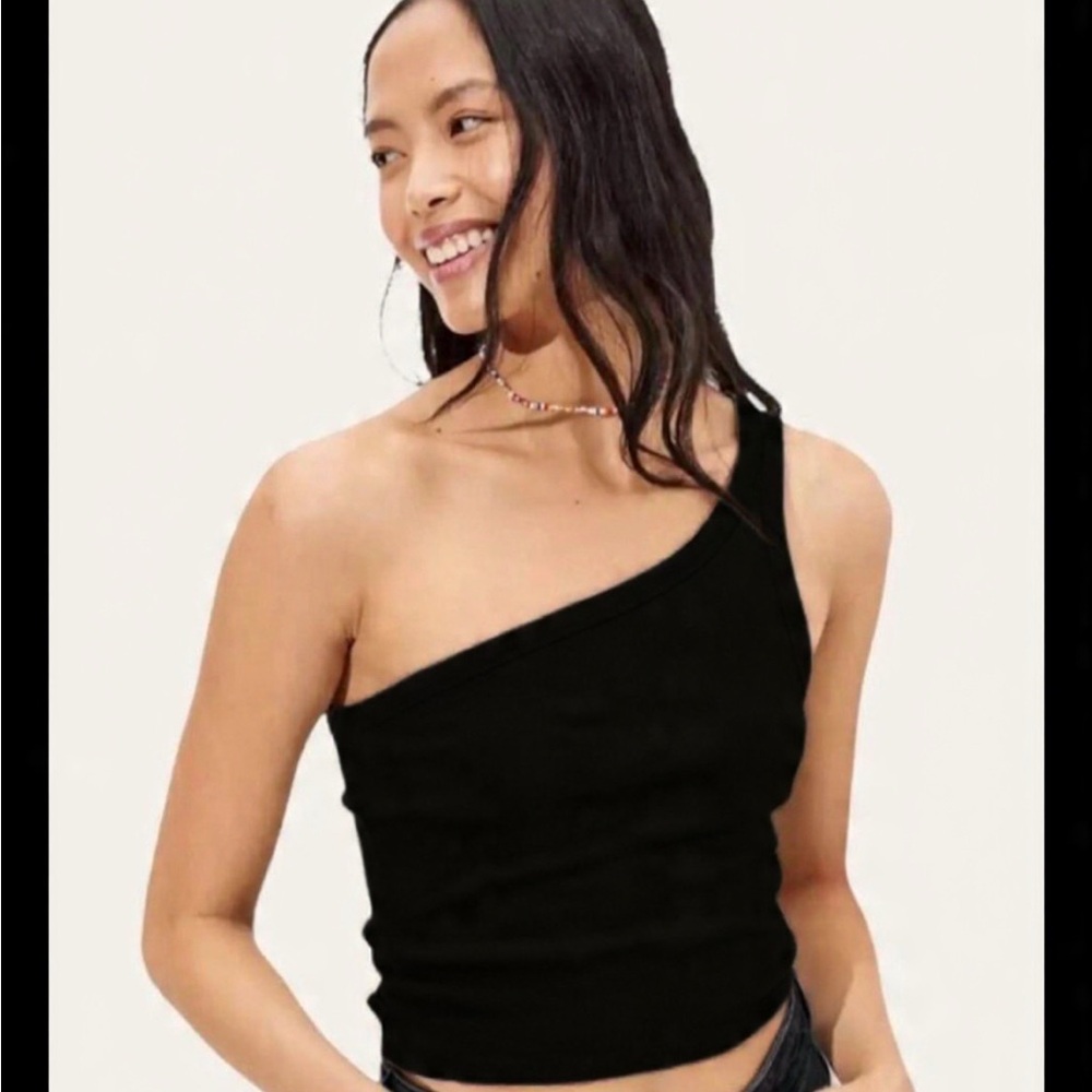 Banana Republic One-Shoulder Ribbed Top, Size M - Picture 1 of 5